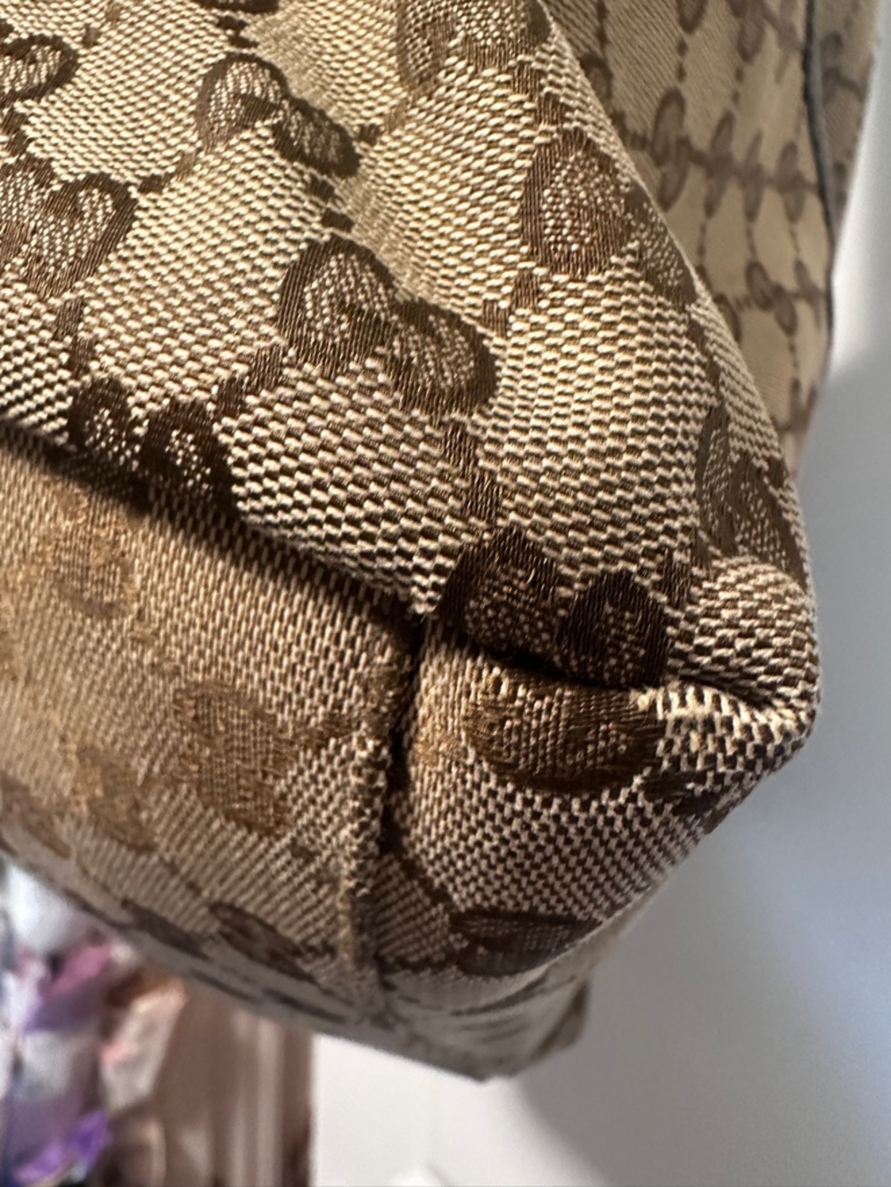 Gucci Brown GG Monogram Canvas Tote with Dark Brown Leather Patch - Picture 7 of 16
